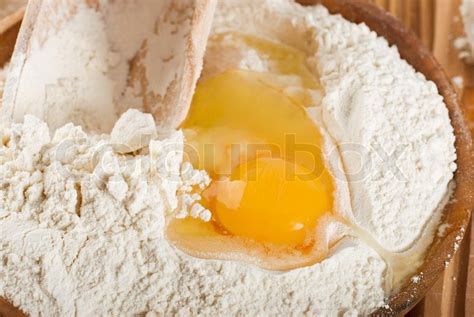 Flour With Raw Egg For Making Dough Stock Image Colourbox