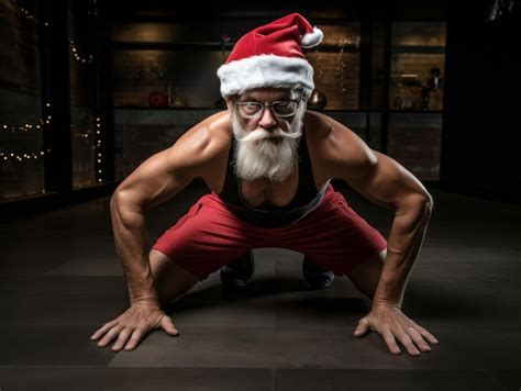 Premium Photo Man Dressed As Santa Claus In Playful Pose On Solid