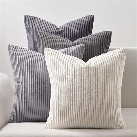 Topfinel Housse De Coussin 50 X 50 Cm Gris Lot De 4 Housses De Coussin