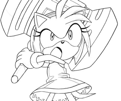 Coloriage Amy Rose En Colère Dessin gratuit à imprimer