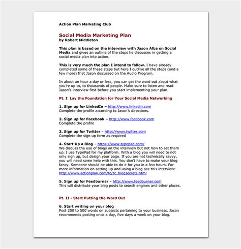 Social Media Marketing Plan Template - For (Word, PDF)