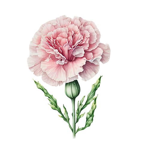 Pink Carnation Flower Watercolor Clipart Png