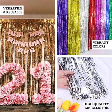 Ft Metallic Tinsel Foil Fringe Curtain Party Photo Booth Etsy