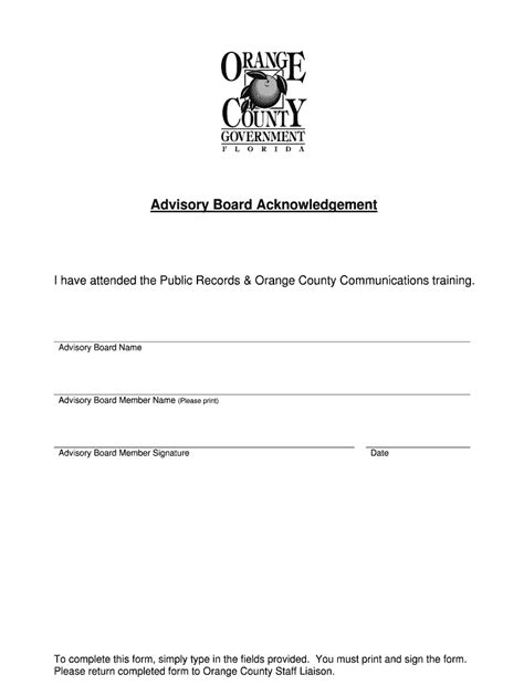 Fillable Online Apps Ocfl Advisory Board Acknowledgement Fax Email