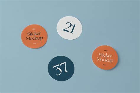 Free Round Stickers Mockup PSD Mockuptree