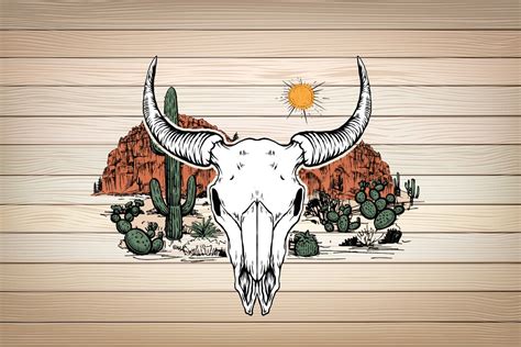 Cow Skull Desert Svg Png File Cow Skull Cactus Svg Cow Skull Desert