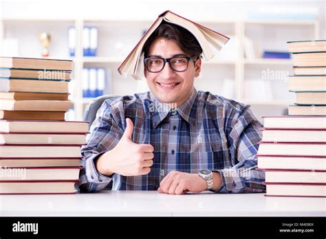 Nerd funny student preparing for university exams Stock Photo - Alamy