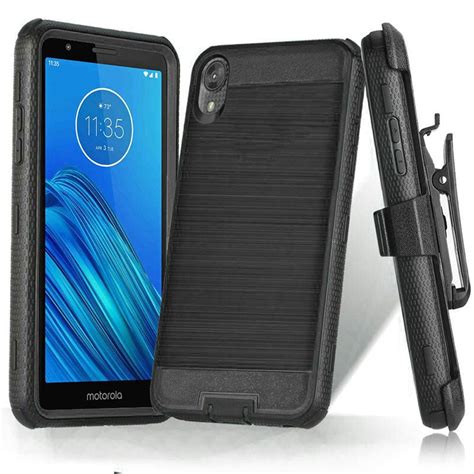 GSA Brushed Metal Hybrid Holster Case For Moto E6 Black Walmart