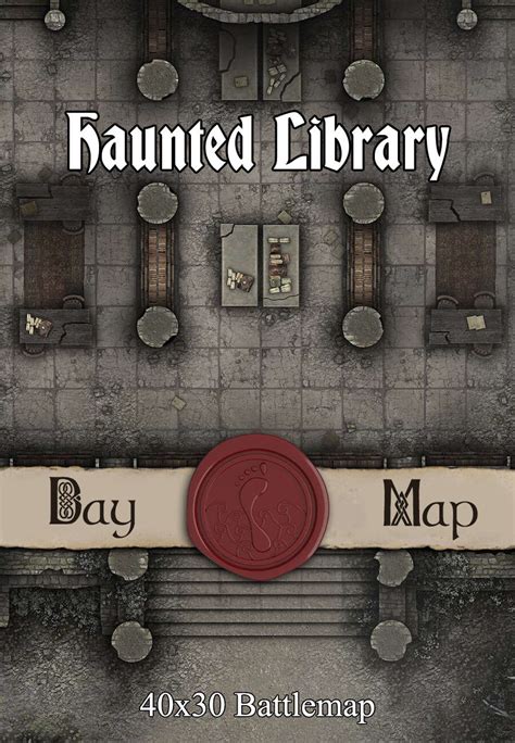 40x30 Battlemap Haunted Library Seafoot Games Towns Cities