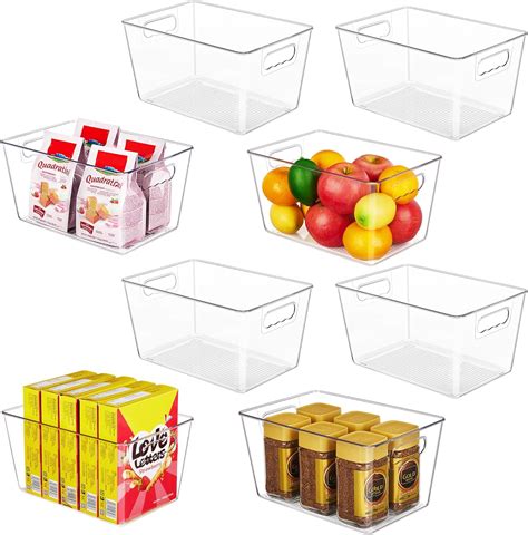 Yihong Clear Plastic Storage Bins 8 Pack Pantry Organizer