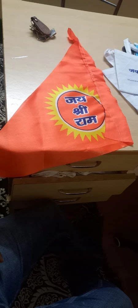 Printed Tricot Orange Religious Jai Shri Ram Flag At Rs 100 Piece In