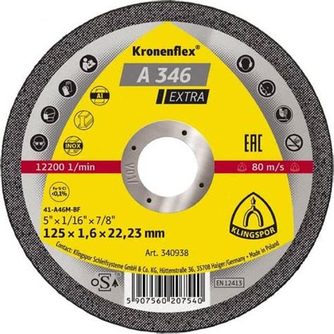 Круг відрізний 125 x 1,6 x 22.23 mm A346EX EXTRA метал, н/ж, ціна ...