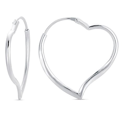 Sterling Silver Heart Hoop Earrings Jewelry Earrings