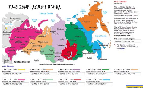 Russia time zones map - macrogute