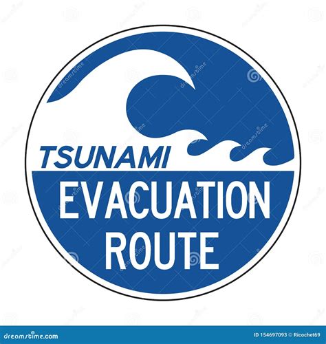 Tsunami Evacuation Route Road Sign Stock Illustration - Illustration of escape, blue: 154697093