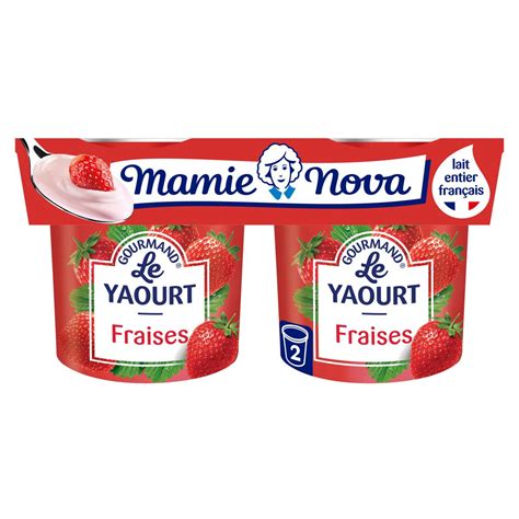 MAMIE NOVA Yaourt brassé à la fraise 2x150g pas cher Auchan fr