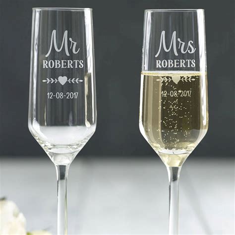 Personalised Wedding Champagne Flutes By All Things Brighton Beautiful