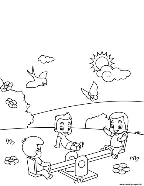 Kids Play Play At Seesaw Coloring page Printable