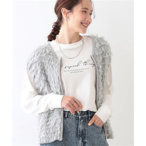 キューティーブロンド Cutie Blonde ループヤーンがアクセント ニットZIPベスト グレー ファッション通販 MAGASEEK マガシーク