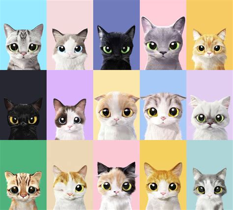 60 Pcs Cutie Pretty Cat Portrait Collage Kit Sugar Kittie Collage Kit