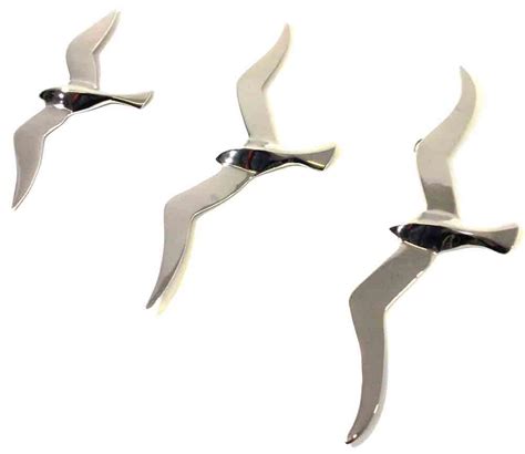 Metal Wall Art Set Of 3 Large Flying Seagulls