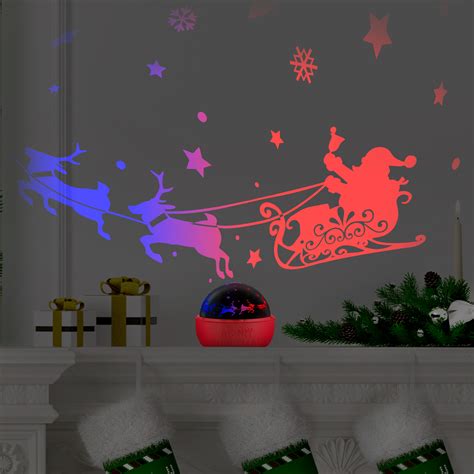 5.12 inch Christmas Lightshow Projection Lighting Tabletop ShadowLights Santa Sleigh Scene ...