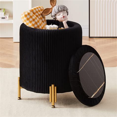 indsumot  ottoman foot stool  storage  metal legs