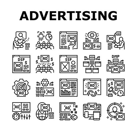 Programmatic Advertising Service Icons Set Vector 18780775 Vector Art