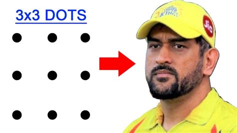 Turn 9 Dots Into Ms Dhoni Drawing Easy Ms Dhoni Face Drawing Easy