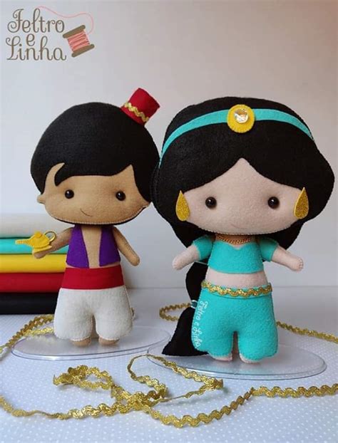 Aladdin e jasmine em feltro moldes grátis para imprimir Feltro e