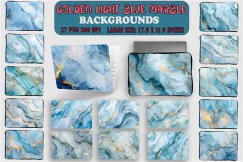 Golden Light Blue Marble Backgrounds Bundle Bundle Creative Fabrica