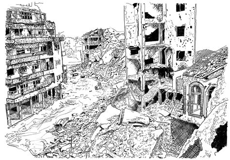 Destroyed Buildings Drawing Download Destroyed Building Stock Vectors