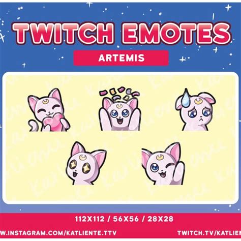 Sailor Moon Luna Cat Emotes Twitch Discord Youtube Etsy