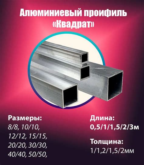 Труба профильная квадратная алюминиевая 10х10х1500 (набор 2 шт., 3 ...