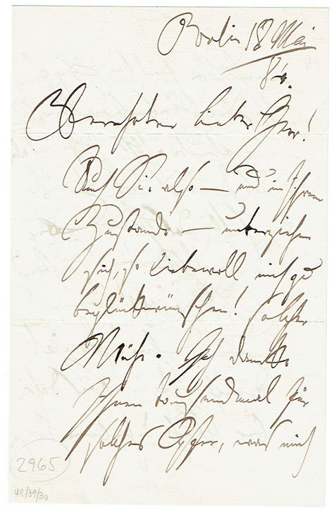 Eigenh Brief Mit Unterschrift Von Menzel Adolph Von Maler Zeichner