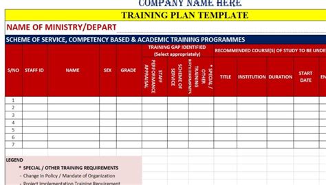 Training Plan Templates Excel Word Template