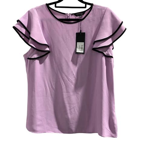 BNWT Portmans Womens Size 14 Short Sleeve Mauve Top With Black Trim