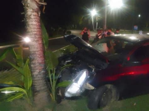 Auto Se Impacta Contra Unas Palmas En Ixtapa