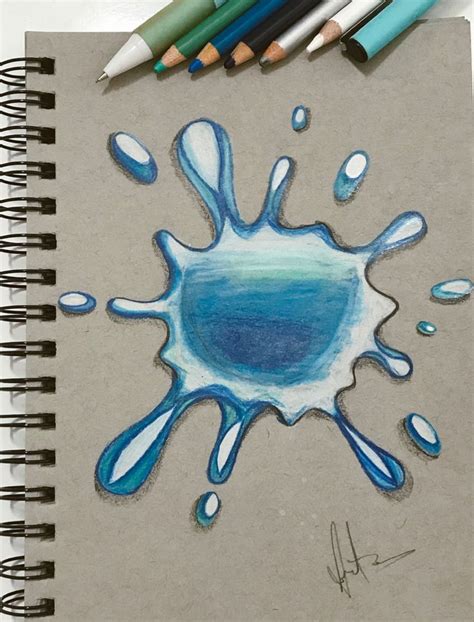 Water Splash Pencil Drawing