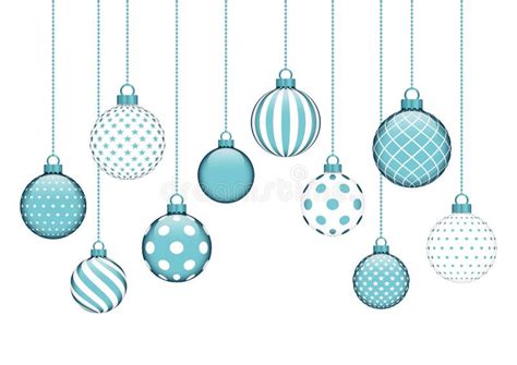 Card Ten Hanging Christmas Baubles With Different Pattern Turquoise