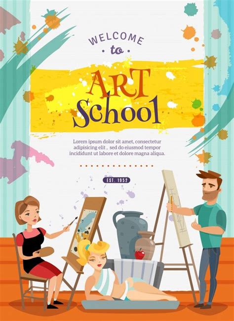 Free Vector Visual Art School Classes Offer Poster Art Class