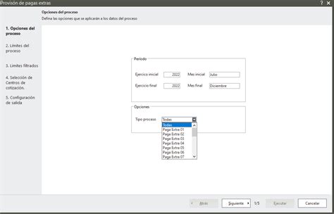 Listado de provisión de pagas extras en Sage Despachos Connected