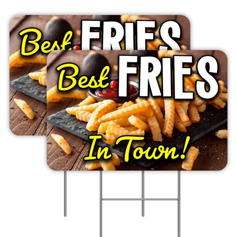 2 Pack Best Fries In Town Yard Signs 16 X 24 Double Sided Print