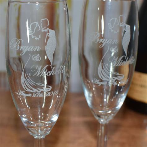 A Pair Of Personalized Etched Napa Champagne Flute Etsy