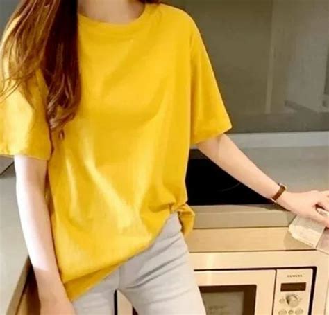 Half Sleeve Yellow Women T Shirt Casual Wear Size Small At Rs 175