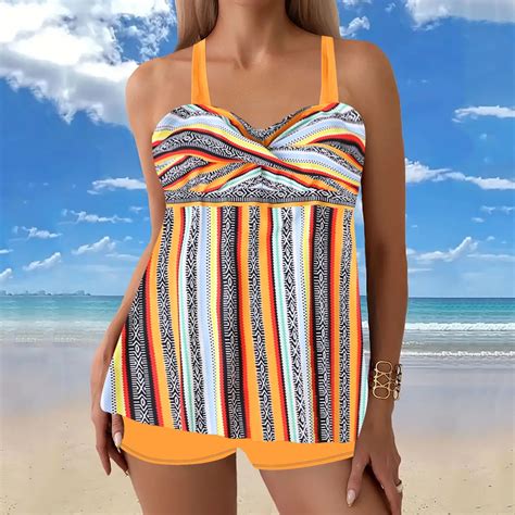 Runfenguu Swimsuit Bikini Boho Swimsuits For Womenwomen Large Print Split Conservative Swimsuit
