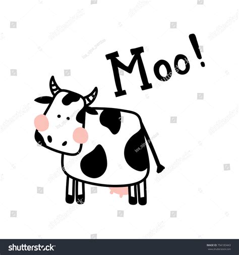 Vector Illustration Cute Cow On Isolated Stock Vector Royalty Free