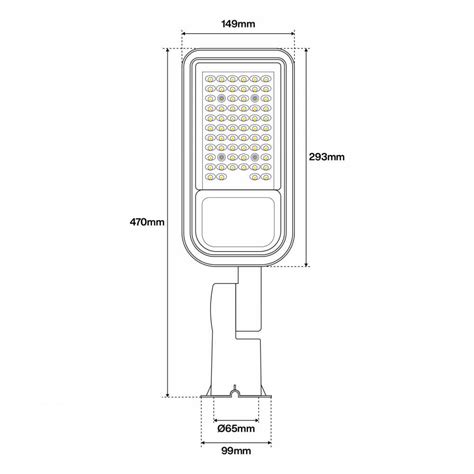 Armatura Stradale 70W LED OSRAM Chip IP65 Asimm 70x140 145lm W