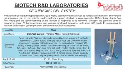 Products Biotech R D Laboratories Electrophoresis Manufactures