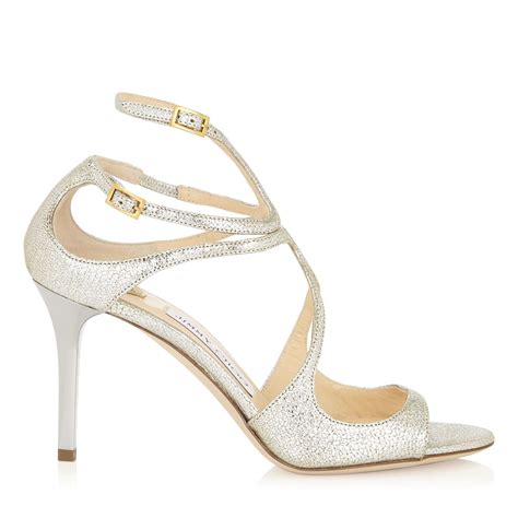 Jimmy Choo Ivette Silver Champagne Sandals Heels Strappy Uk Eu